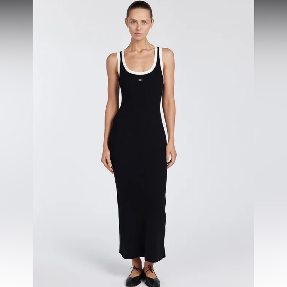 DISSH SIGNATURE BLACK CONTRAST MIDI DRESS, Size Small